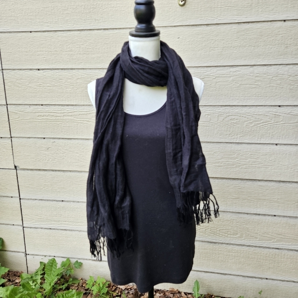 black semi-sheer pashmina style scarf